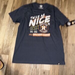 Houston Astros Shirt Men L Blue World Series Large Center Logo MLB Baseball